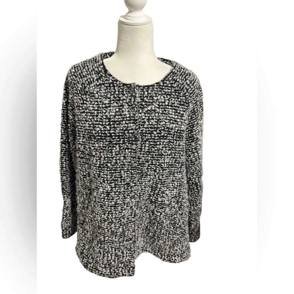 Cynthia Rowley Black and White Knit Blouse Wool Blend Lagenlook Oversized Size L